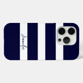 Coques Case-Mate iPhone Bleu de marine et rayures blanches (Verso (horizontal))