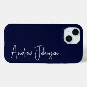 Coques Case-Mate iPhone Bleu de marine monogramme (Verso (horizontal))