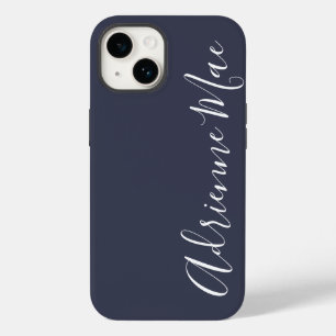 Coque Pour iPhone 14 Bleu de marine tout simplement personnalisé