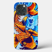 Coques Case-Mate iPhone Bleu de poisson orange Koi (Verso)
