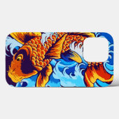 Coques Case-Mate iPhone Bleu de poisson orange Koi (Verso (horizontal))
