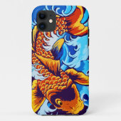 Coques Case-Mate iPhone Bleu de poisson orange Koi (Dos)