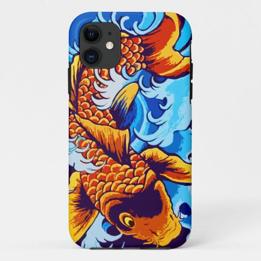 Coques Case-Mate iPhone Bleu de poisson orange Koi (Dos)
