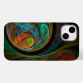 Coques Case-Mate iPhone Bleu de renaissance Art Abstrait (Verso (horizontal))