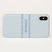 Coques Case-Mate iPhone Bleu Dusty Parties scintillant rayures personnalis (Dos (Horizontal))