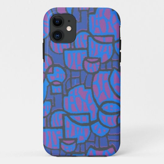 Coques Case-Mate iPhone Bleu élégant et Magenta Abstrait, Black Outlines (Dos)
