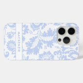 Coques Case-Mate iPhone Bleu élégant Floral Botanique (Verso (horizontal))