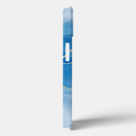 Coques Case-Mate iPhone Bleu et blanc Agate Marbre Nom Abstrait Monogramme (Verso / Droite)