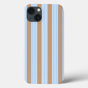 Case-Mate iPhone Case Bleu et blanc cinq bandes motif avec bronze