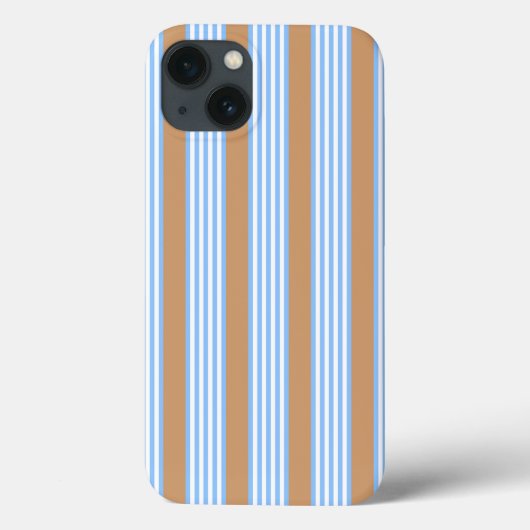Coques Case-Mate iPhone Bleu et blanc cinq bandes motif avec bronze (Verso)