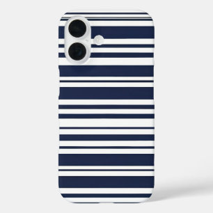 Coques iPhone 16 Bleu et blanc de la marine classique
