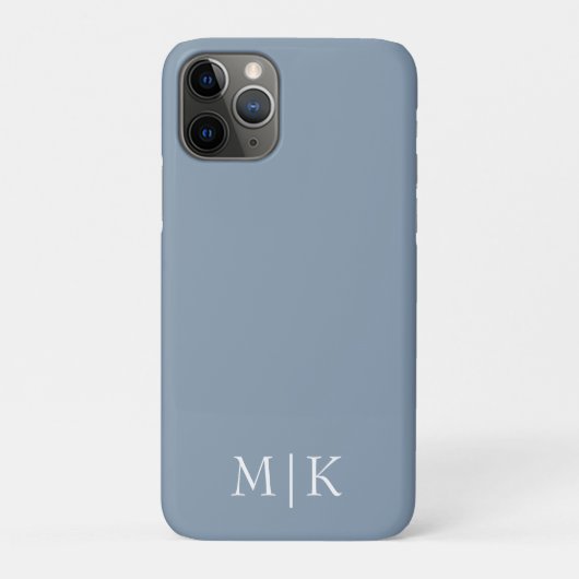 Coques Case-Mate iPhone Bleu et blanc poussiéreux | Monogramme moderne (Dos)