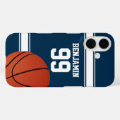 Coques Case-Mate iPhone Bleu et blanc Stripes Basket Jersey (Verso (horizontal))