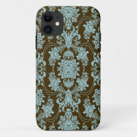 Bleu Et Brown Vintage Baroque Floral