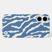 Coques Case-Mate iPhone Bleu et crème Moderne Abstrait Wavy Lines Motif (Verso (horizontal))