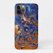 Coques Case-Mate iPhone Bleu et cuivre Art moderne Abstrait (Dos)