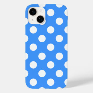 Coque Pour iPhone 14 Bleu Et Grands Pois Blancs