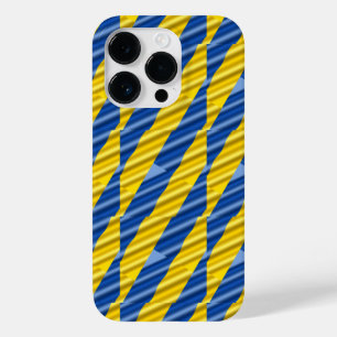 Coque Pour iPhone 14 Pro Bleu et jaune rayures Ukraine Inspiré élégant