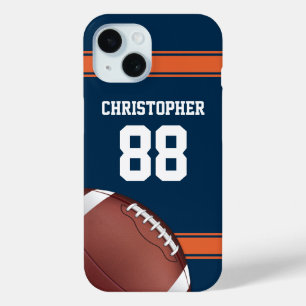 Coque Pour iPhone 15 Bleu et Orange Grille Jersey Fer Football