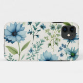 Coques Case-Mate iPhone Bleu Et Vert Fleur sauvage Botanique (Dos (Horizontal))
