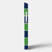 Coques Case-Mate iPhone Bleu et vert Rugby Stripes Monogramme (Verso / Gauche)