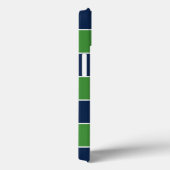 Coques Case-Mate iPhone Bleu et vert Rugby Stripes Monogramme (Verso / Droite)