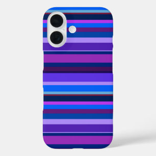 Coques iPhone 16 Bleu et violet bandes horizontales