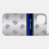 Coques Case-Mate iPhone Bleu, FAUX Silver Diamond Plate iPad Mini Case (Verso (horizontal))