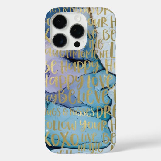 Coques Case-Mate iPhone Bleu Femme Face Or Citations Inspirationnelles (Verso)