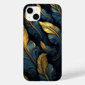 Coques Case-Mate iPhone Bleu - Feuilles d'or (Verso)
