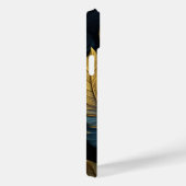 Coques Case-Mate iPhone Bleu - Feuilles d'or (Verso / Droite)
