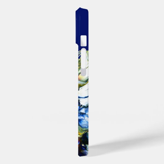 Coques Case-Mate iPhone Bleu foncé Abstrait Fluid Art Monogramme (Verso / Gauche)