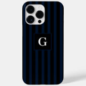 Coques Case-Mate iPhone Bleu foncé et noir simple Bleu simple Initiale (Verso)