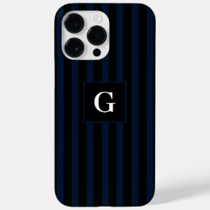 Coque Pour Pour iPhone 14 Pro Max Bleu foncé et noir simple Bleu simple Initiale