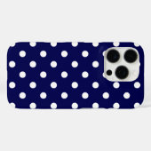 Coques Case-Mate iPhone Bleu Foncé Et Pois Blancs Design (Verso (horizontal))