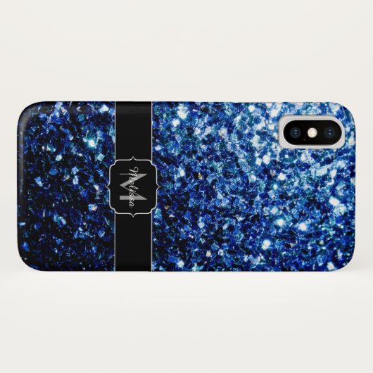 Coques Case-Mate iPhone Bleu foncé foncé brillant parties scintillant scin (Dos (Horizontal))