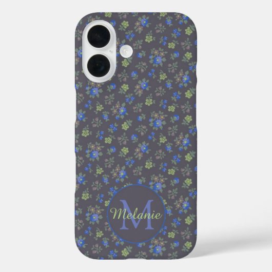 Coques Case-Mate iPhone Bleu foncé Joli motif floral Personnalisé (Verso)