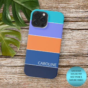 Coque iPhone 15 Pro Max Bleu foncé personnalisé Turquoise Orange Violet ra