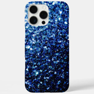 iPhone 16 Pro Max Case Bleu foncé profond brillant faux paillettes scinti