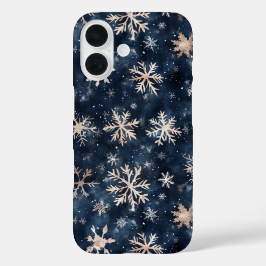 Coques Case-Mate iPhone Bleu foncé simple avec flocons de neige (Verso)