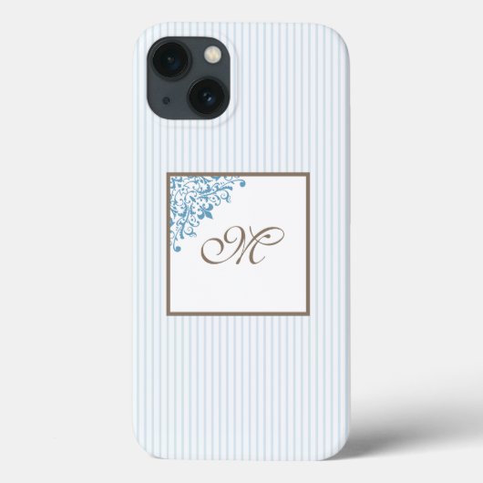 Coques Case-Mate iPhone Bleu français Fleur de Lis Script Monogramme (Verso)