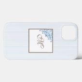 Coques Case-Mate iPhone Bleu français Fleur de Lis Script Monogramme (Verso (horizontal))