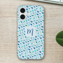 Bleu gouttes de pluie monogramme personnalisé