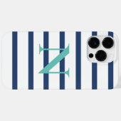 Coques Case-Mate iPhone Bleu Grilles Nom personnalisé Initiale (Verso (horizontal))