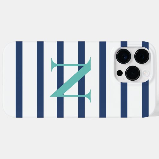 Coques Case-Mate iPhone Bleu Grilles Nom personnalisé Initiale (Verso (horizontal))