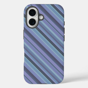 Coques iPhone 16 Bleu-gris bandes diagonales