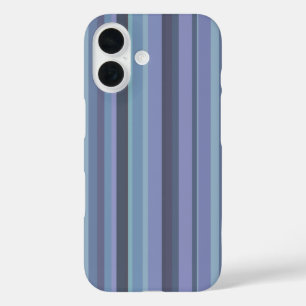 Coques iPhone 16 Bleu-gris, bandes horizontales