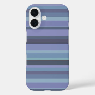 Coques iPhone 16 Bleu-gris, bandes horizontales