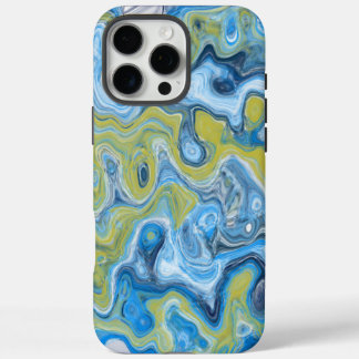 Coques iPhone 16 Pro Max Bleu Icy Vert coloré Abstrait Marbre Texture Li