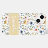 Coques Case-Mate iPhone Bleu Jaune Rose Nom de Fleur Sauvage à l'Aquarelle (Verso (horizontal))